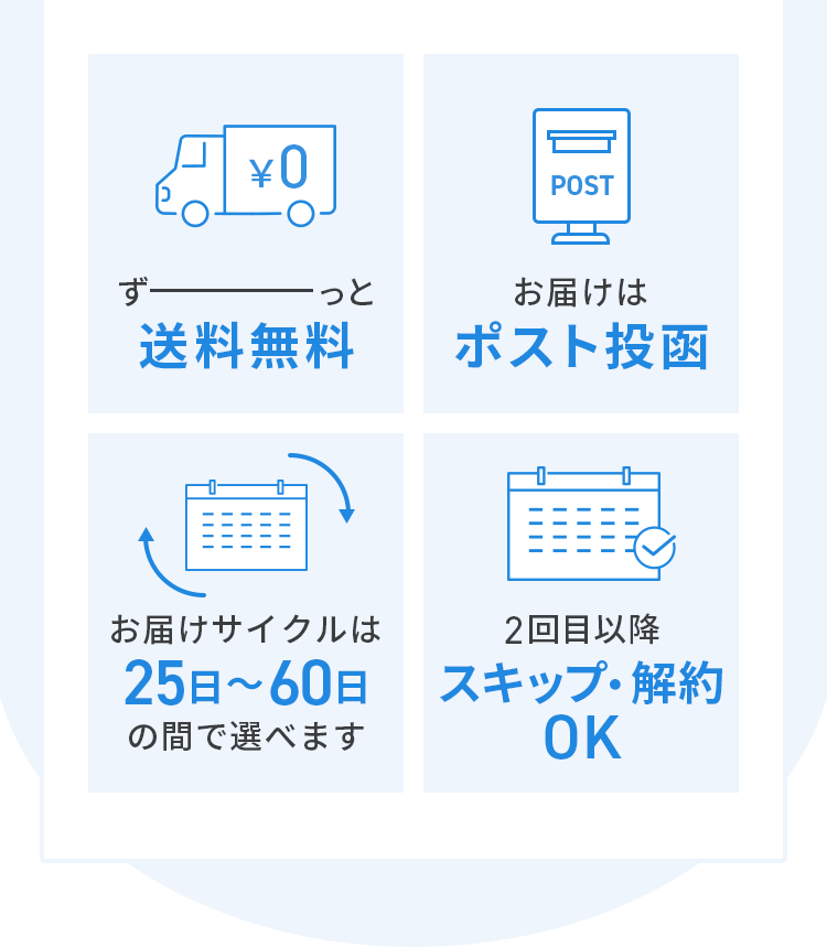 [2回目以降10%OFF、13回目以降20%OFF] [ずっと送料無料] [お届けサイクルは25日～60日の間で選べます] [12回ご利用でメガネ/サングラスご購入時に使える6,600円分クーポンプレゼント]