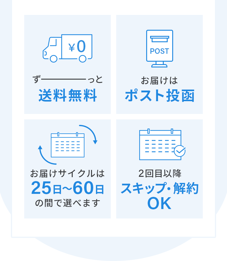 [2回目以降10%OFF、13回目以降20%OFF] [ずっと送料無料] [お届けサイクルは25日～60日の間で選べます] [12回ご利用でメガネ/サングラスご購入時に使える6,600円分クーポンプレゼント]