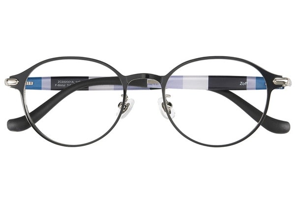 Zoff ゾフ 度入り マルチストライプ メタルフレーム メガネ オリーブ アウトレット価格]マルチストライプ内柄のテンプル/WOMEN'S BASIC
