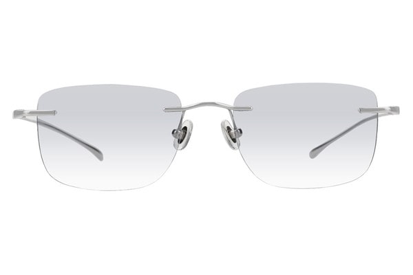 ウエリントン・シルバーのリムレスのサングラス