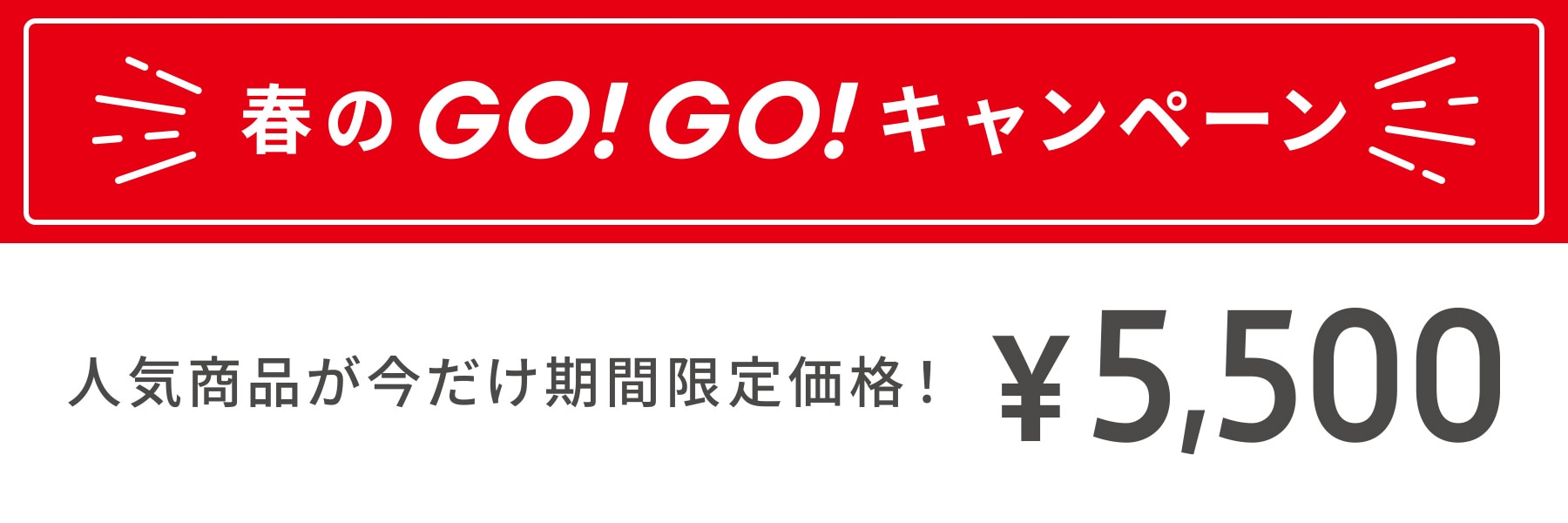春のGO！GO！キャンペーン 人気商品が今だけ期間限定価格! ￥5,500