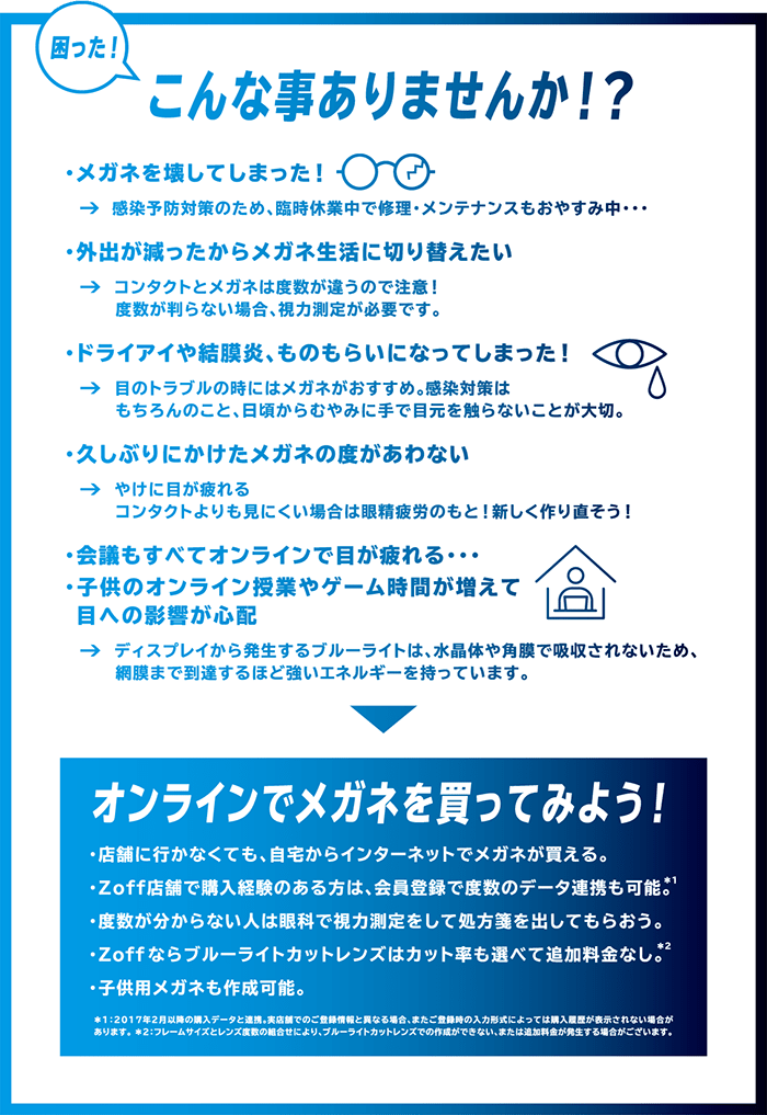 オンラインなら お家にいながらメガネを購入できます