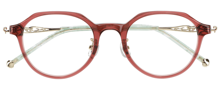 アリエル ボストン 赤色のメガネ