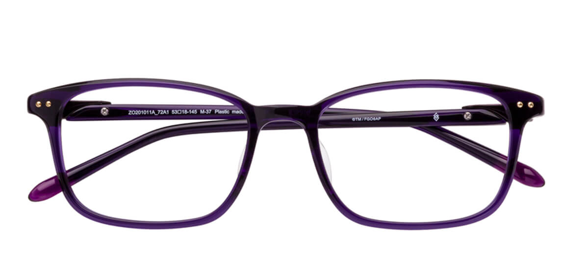 紫　ウェリントンのメガネ