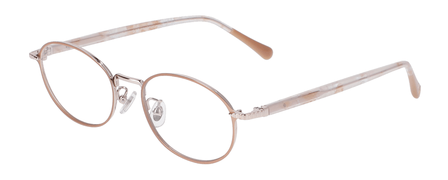 オーバル ピンクベージュのメガネ