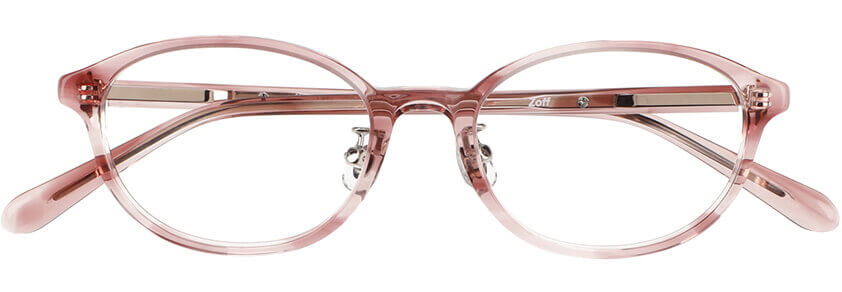 オーバル ピンク色のメガネ