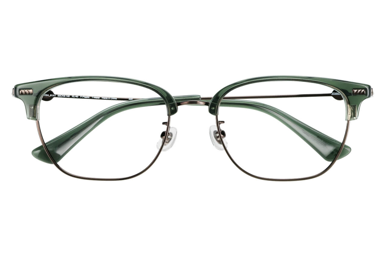 グリーン(クリア) ウェリントンのメガネ
