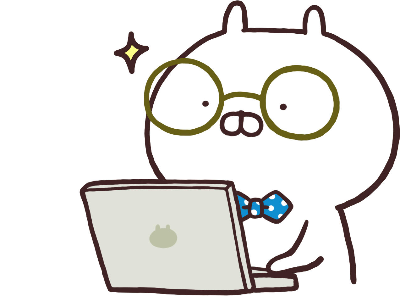 ブルーライトカットメガネをかけてタイピングするうさまる
